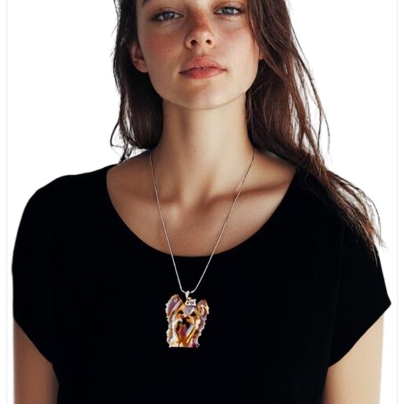 Hand Crafted Beaded Yorkie Pendant Necklace brown and Yellow - 24” silver chain - Picture 8 of 8